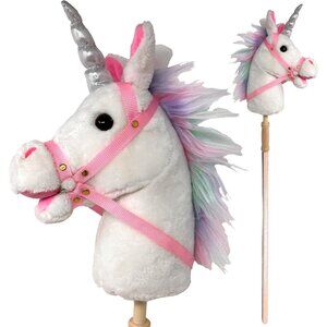 Nature Bound Stick Horse Plush Handcrafted Hobby Horse Sound Effects Unicorn